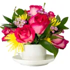 Bright Pink & Yellow Flowers In Tea Set Product Thumbnail