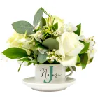 White Flower Arrangement In Tea Set Product Thumbnail