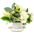 White Flower Arrangement In Tea Set Product Thumbnail