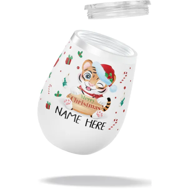 Cute Tiger Merry Christmas Tumbler Product Image