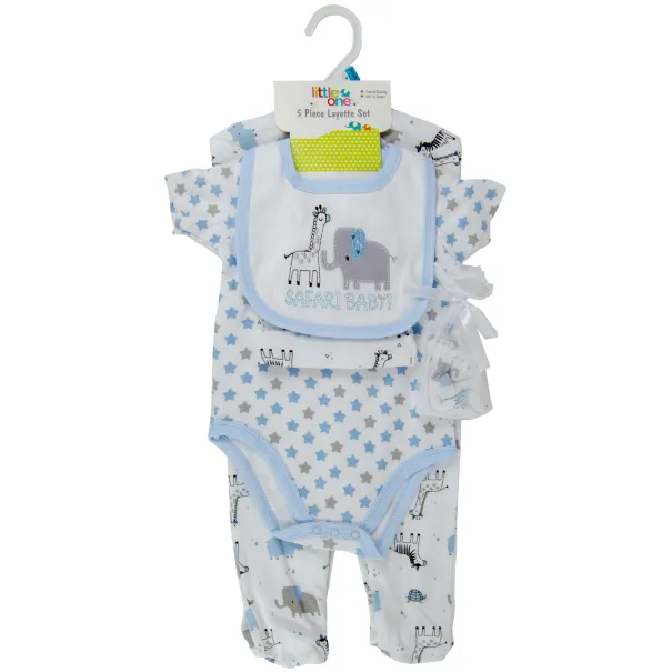 Safari Baby Blue 5 Piece Layette Set Product Image