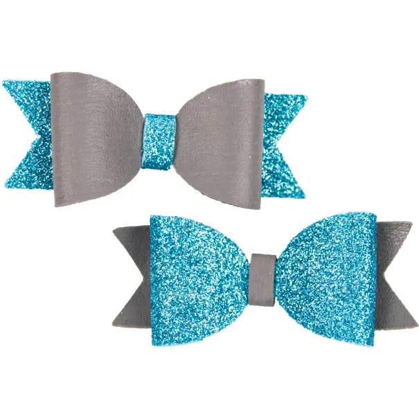 2 Blue & Grey Hair Bow Small Product Image