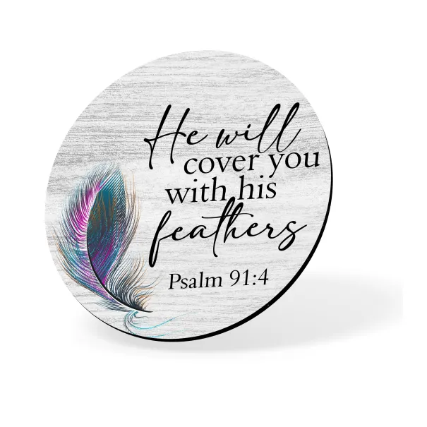 Psalm 91 Feather Coaster Product Image