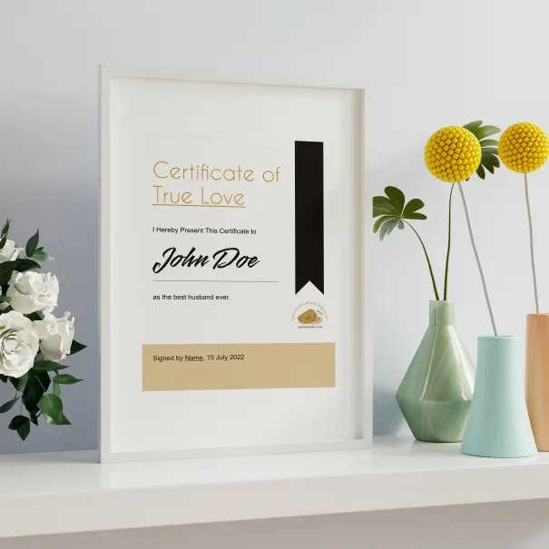 True Love Certificate Product Image