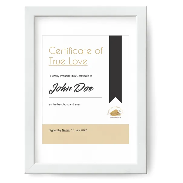 True Love Certificate Product Image