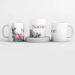 Personalised Protea Dark Pink Mug Product Images