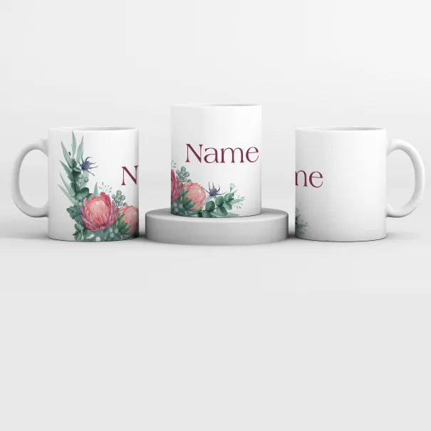 Personalised Protea Dark Pink Mug Product Image