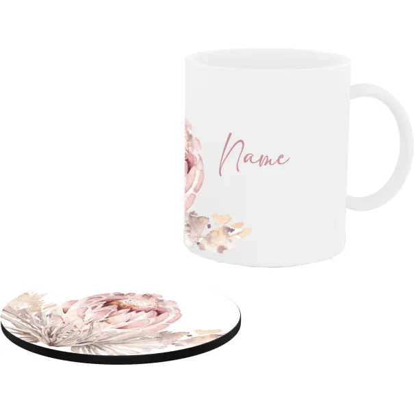 Personalised Protea Light Mug & Coaster Product Image