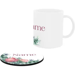 Personalised Protea Dark Mug & Coaster Product Images