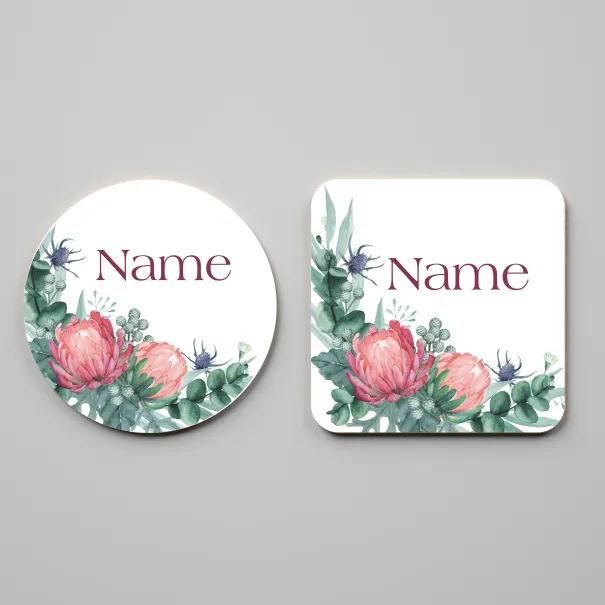 Personalised Protea Dark Mug & Coaster Product Image