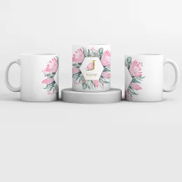 Protea Initial & Name Mug And Coaster Set Product Images