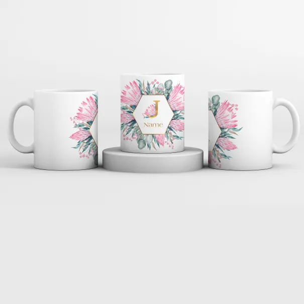 Protea Initial & Name Mug And Coaster Set Product Image