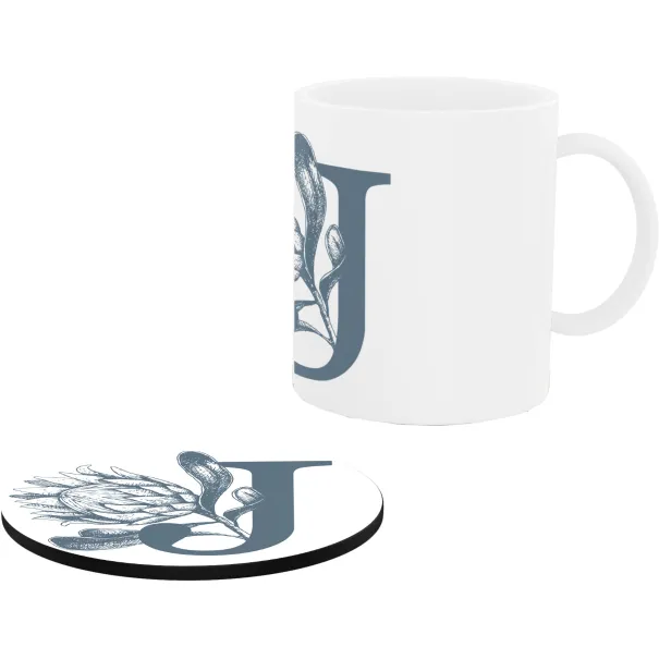 Blue Initial Protea Mug And Coaster Set Product Image