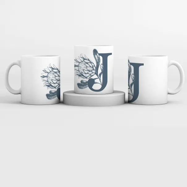 Blue Initial Protea Mug And Coaster Set Product Image