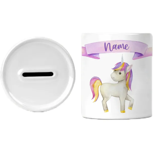 Personalised Unicorn Ceramic Coin Box Product Image