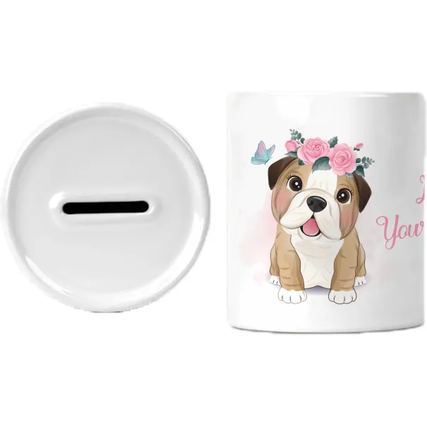 Personalised Floral Bulldog Money Box Product Image