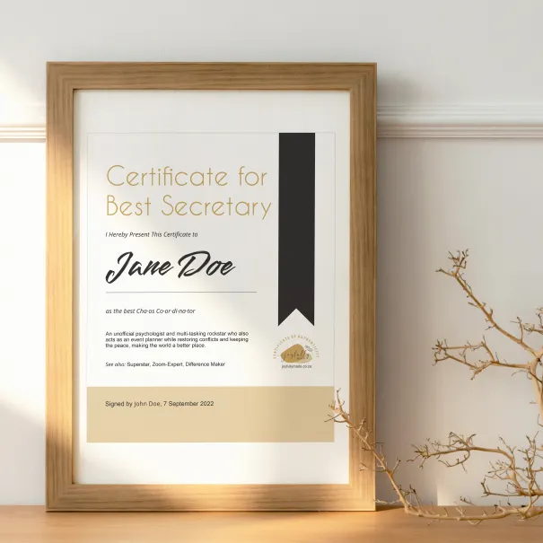 Best Secretary Certificate Product Image