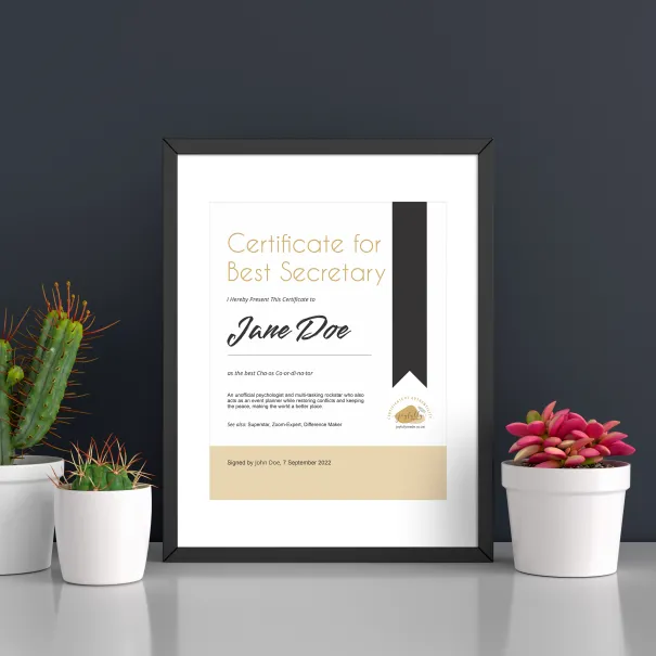 Best Secretary Certificate Product Image