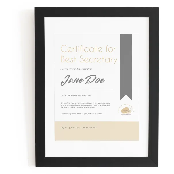 Best Secretary Certificate Product Image