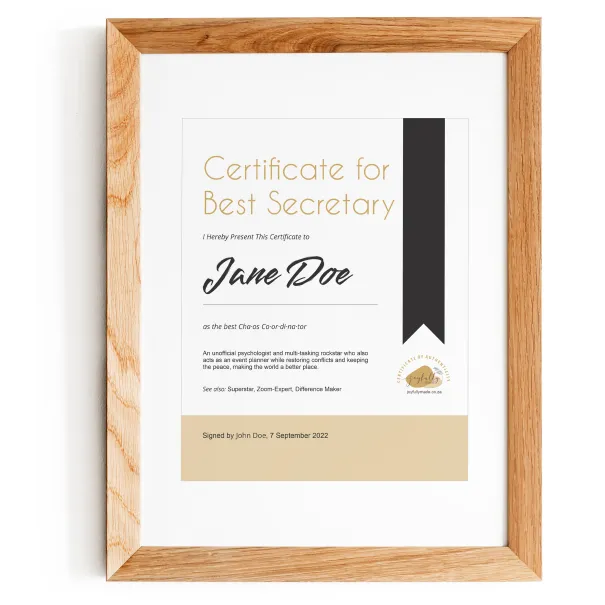Best Secretary Certificate Product Image