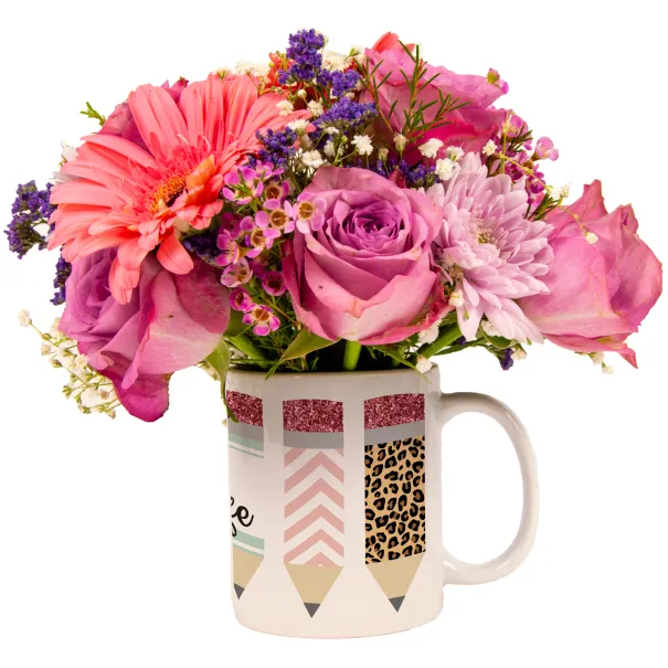 Pink Flowers In Personalised Mug Product Image