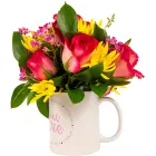 Bright Pink & Yellow Flowers In A Mug Product Thumbnail