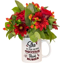 Red Flowers In A Personalised Mug Product Images