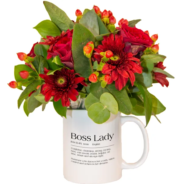 Red Flowers In A Personalised Mug Product Image