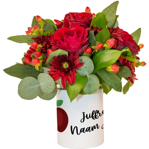 Red Flowers In A Personalised Mug Product Image