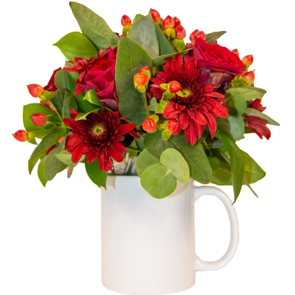 Red Flowers In A Personalised Mug Product Image
