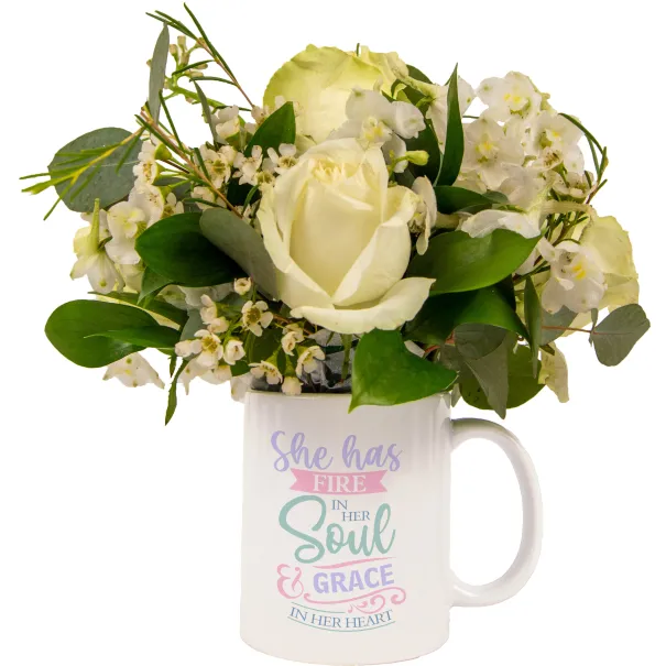 White Flowers In Personalised Mug Product Image