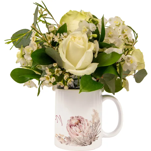 White Flowers In Personalised Mug Product Image