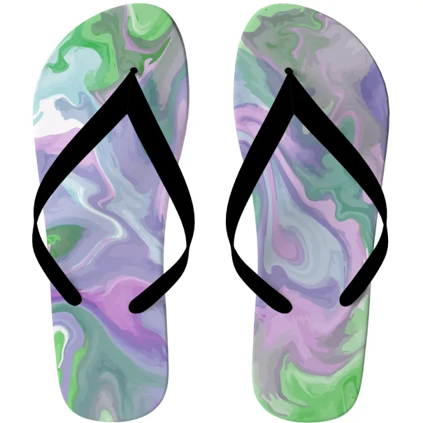 Green & Purple Design Flip Flops Product Image
