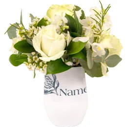 White flower Arrangement In Tumbler Product Images