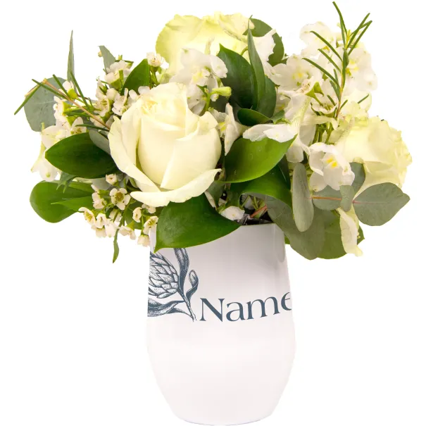 White flower Arrangement In Tumbler Product Image