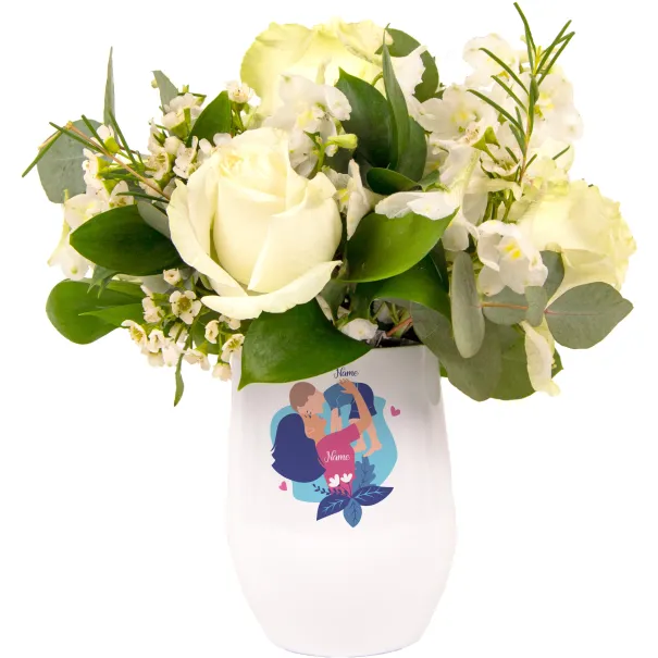 White flower Arrangement In Tumbler Product Image