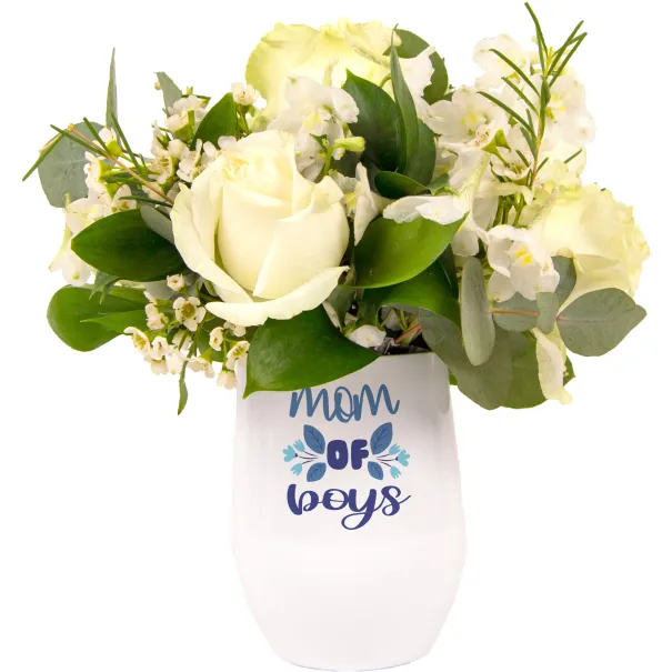 White flower Arrangement In Tumbler Product Image