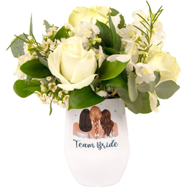 White flower Arrangement In Tumbler Product Image