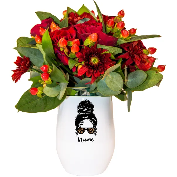 Red Flower Arrangement In Tumbler Product Image