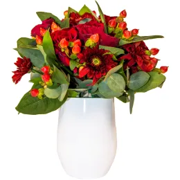 Red Flower Arrangement In Tumbler Product Images