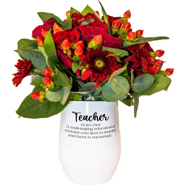 Red Flower Arrangement In Tumbler Product Image