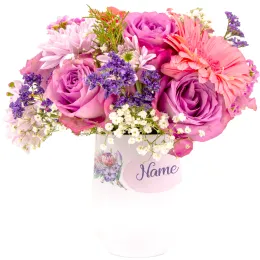 Light Pink Flower Arrangement In Tumbler Product Images