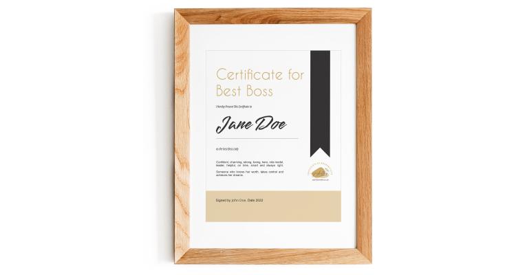 Best Boss Certificate Joyfully Made